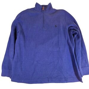 Vintage POLO Ralph Lauren Men's XL Blue Cotton Quarter Zip Pullover Timeless